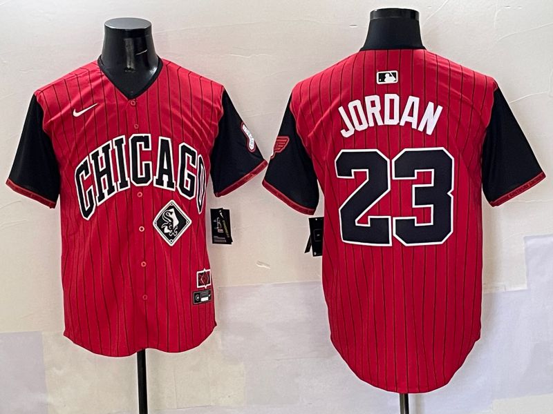 Men Chicago White Sox #23 Jordan Red Stripe Joint Name Nike 2025 MLB Jersey style 44